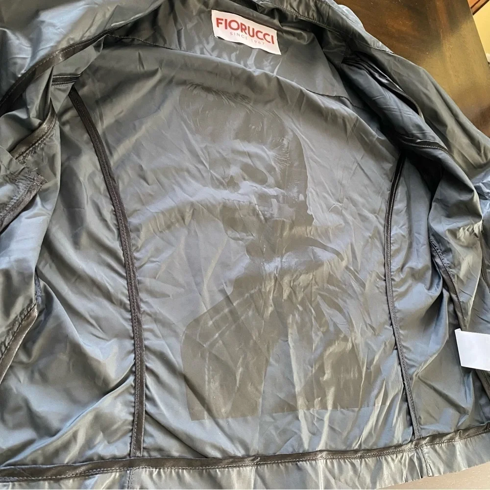 FIORUCCI Dark Grey Biker Jacket Cropped Rain Coat Lightweight size IT42 or US8